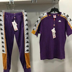 NWT KAPPA 2 piece tee shirt and pants t purple yellow Men’s Suit L